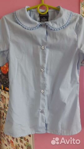 Блузка голубая для девочек 134