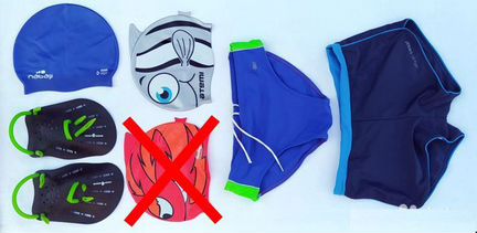 Очки для плавания, лопатки гребные, шапочки плавки