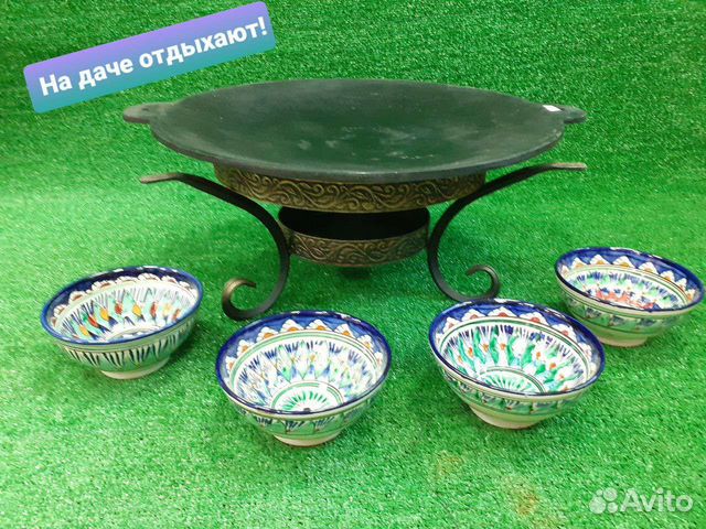 Садж чугунный+подставка кованая+4косы