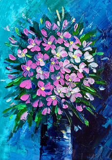 Картина маслом с цветами. 