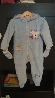 Теплый флисовый комбинезон с капюшоном, рукавичкам