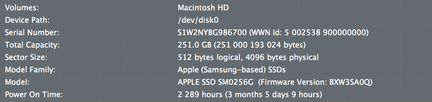 Apple SSD 256 GB PCI-E