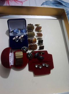 Запонки серебро СССР Хрусталь