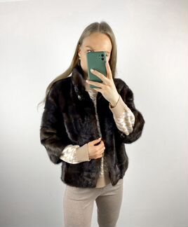 Шуба норковая автоледи 42-44 темный шоколад махаго