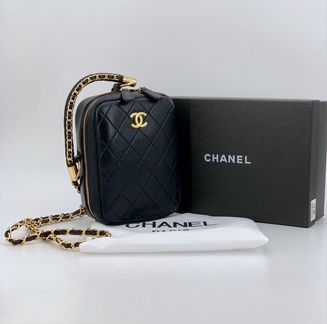 Женская сумка Chanel чехол на цепочке черная новая