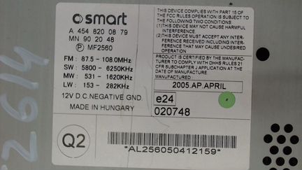 Магнитола Smart Forfour W454, 2005