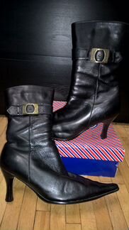 Сапоги кожанные, б/у, черные, размер 41, зимние