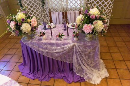 Тканевое оформление свадьбы сиреневый креп