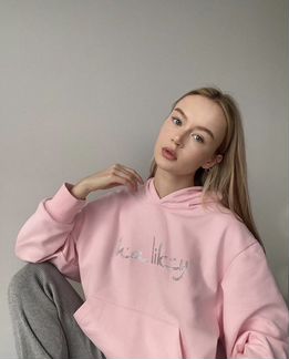 Haliky pink swarovski arabic logo hoodie