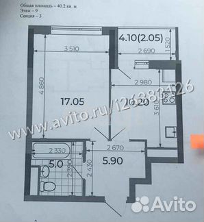 1-к квартира, 40.2 м², 9/26 эт.