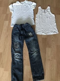 Джинсы, футболка, майка р.122