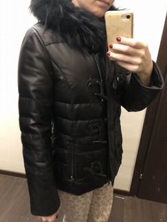 Куртка кожаная, кожаный пуховик