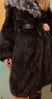 Шуба норка, капюшон блюфрост