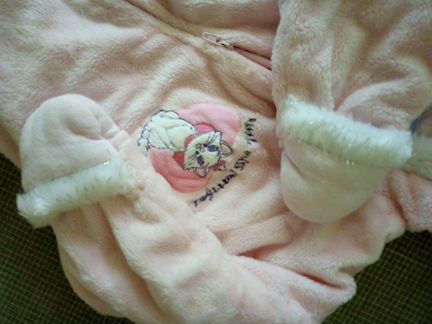 Теплый осенний комбинезон с варежками