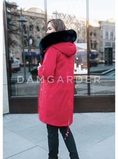 Парка новая женская красная с натуральным мехом