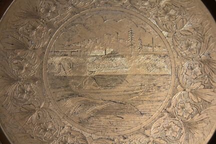 Советский поднос (блюдо) с гравировкой