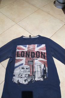 Т.синюю футболку с дл. рукавами-zara kids 140 cм