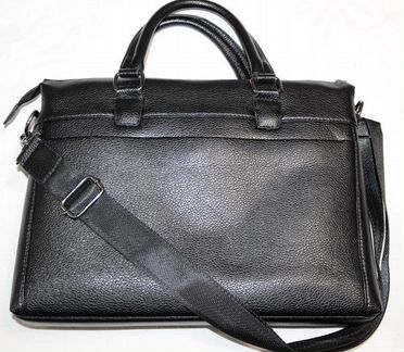 Мужская деловая кожаная сумка black pockets new