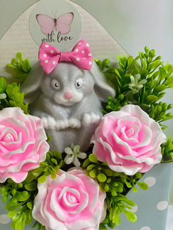 Мыло ручной работы Зайка с розами