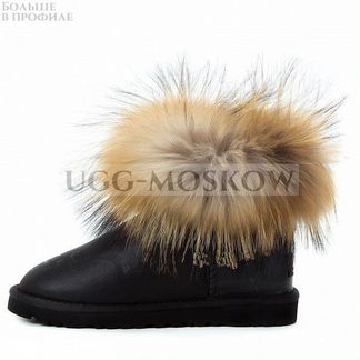 Угги UGG Fox Fur Metallic Black Ар-N125