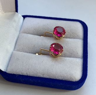 Серьги золотые с камнями. СССР
