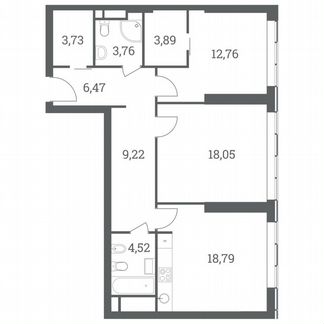 2-к квартира, 81.2 м², 11/51 эт.