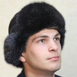 Шапка-ушанка мужская, ондатра, кожа, новая, 58-60