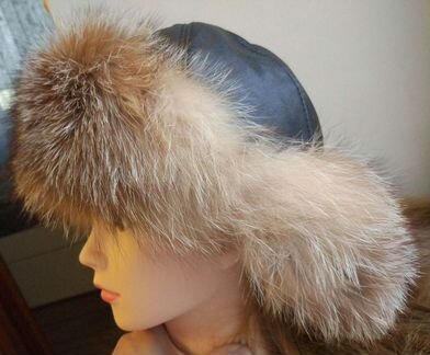 Шапка ушанка мех+кожа, р. 54