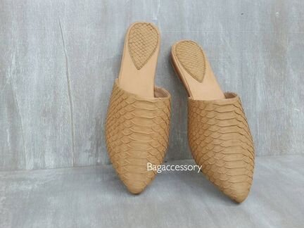 Мюли из натуральной кожи питона