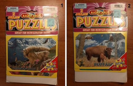 Пазлы магнитные из США 2 шт Новые Коза Акула Бизон