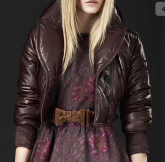 Куртка бомбер авиатор кожаный пуховик Burberry S с