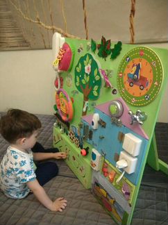 Бизиборд Развивающая доска Синий трактор