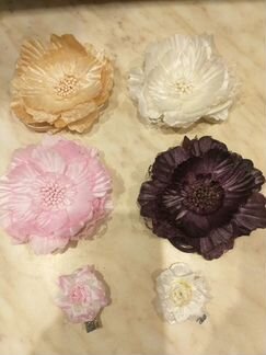 Искусственные цветы -брошки(резинки для волос)