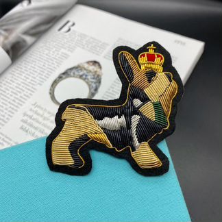 Брошь собачка канитель