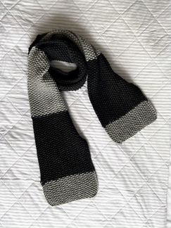 Шарф длинный, шерстяной, серо-чёрный