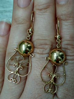 Советские золотые серьги 583 пробы